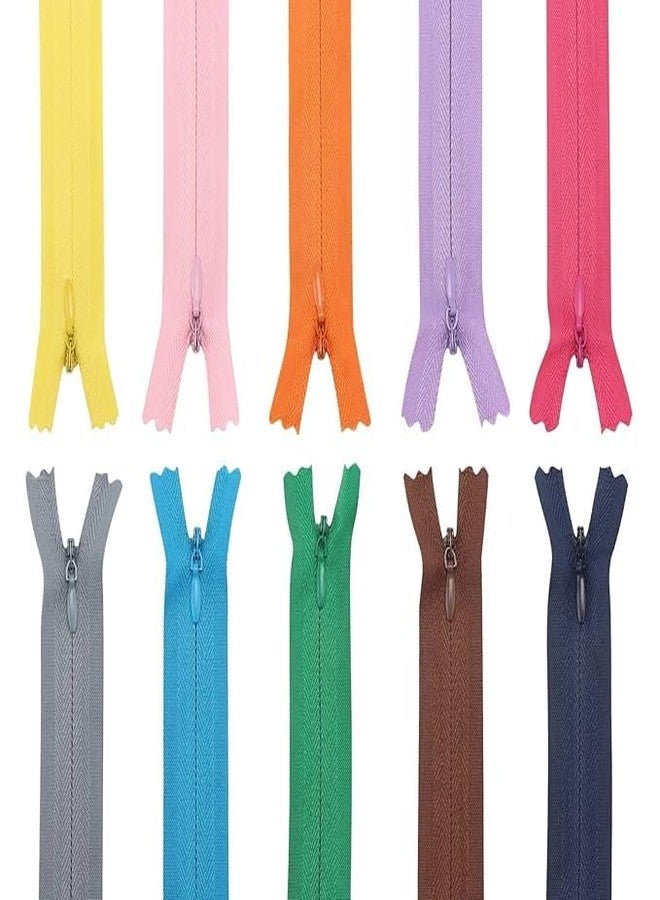 GEMSY سحابات نايلون غير مرئية من Gemsy - عبوة كبيرة من 10 ألوان متعددة للخياطة والتطريز وصناعة الملابس والحقائب والمنسوجات المنزلية - ملحقات حرفية للخياطين والحرفيين (16 بوصة) - Image 1